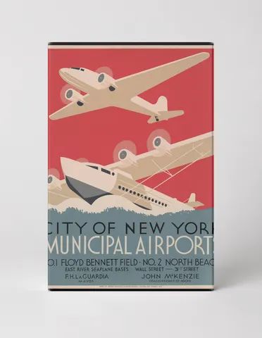 City of New York Municipal Airports 1937 - Art Deco Vintage Poster Wall Art
