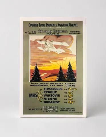 Compagnie Franco-Roumaine 1922 Vintage Aviation Travel Poster Canvas Wall Art