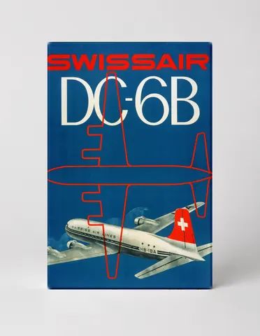 Swissair DC-6B Vintage Aviation Poster - Mid-Century Travel Wall Art
