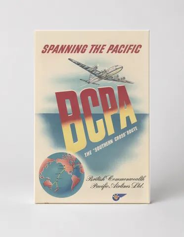 BCPA Spanning the Pacific 1950s - Vintage Aviation Travel Poster Wall Art