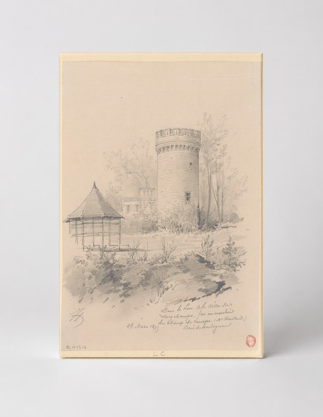 Bois de Boulogne Tower 1851 - Vintage French Architectural Sketch Wall Art