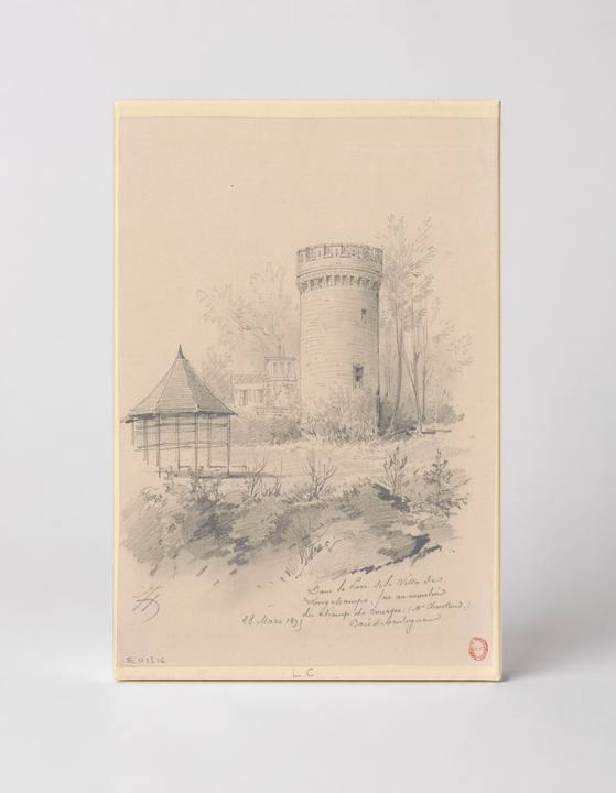 Bois de Boulogne Tower 1851 - Vintage French Architectural Sketch Wall Art