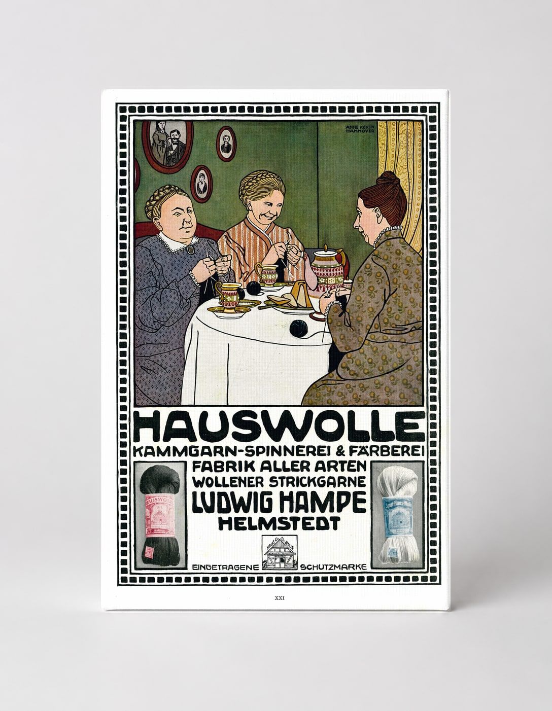 Hauswolle Ludwig Hampe 1900s German Wool Advertising Vintage Poster Wall Art