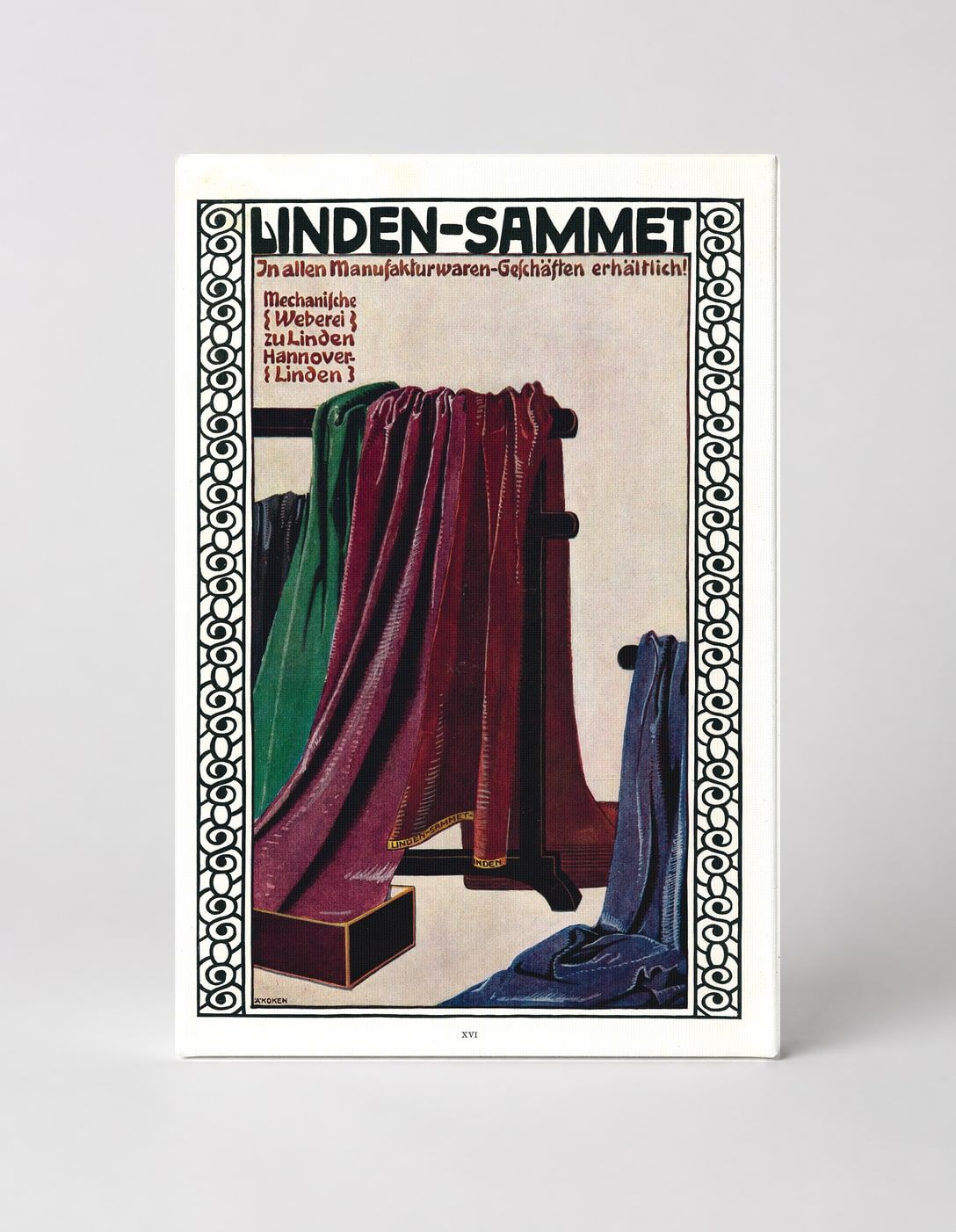 Linden-Sammet Velvet Fabric Advertisement - German Art Nouveau Vintage Poster Wall Art