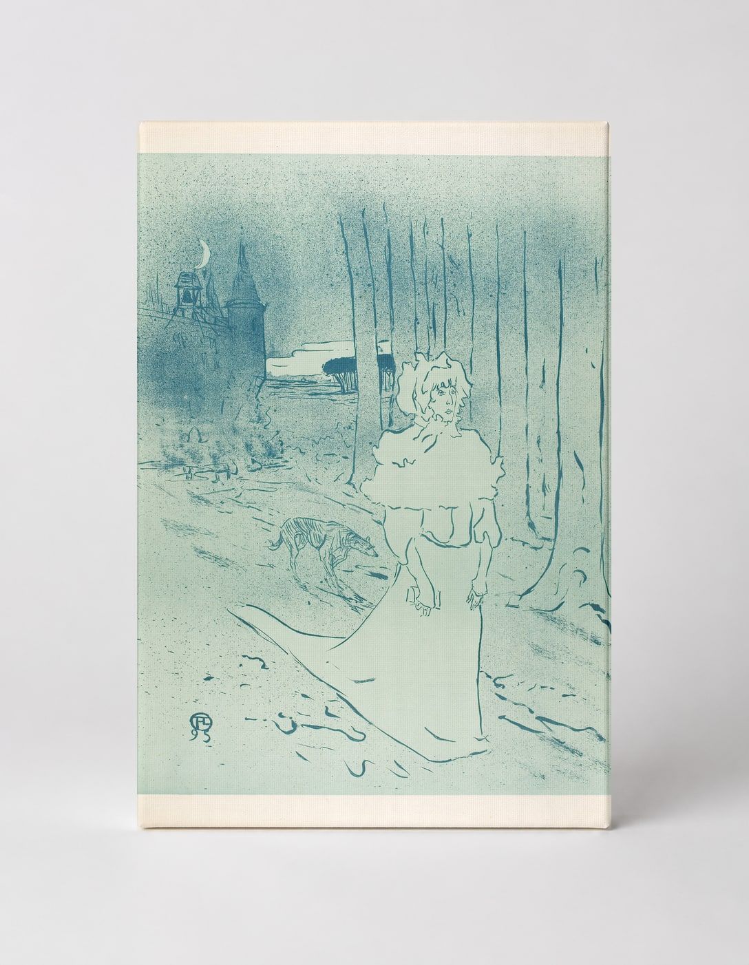 Moonlit Forest Figure 1890s - Belle Epoque Vintage Lithograph Canvas Wall Art