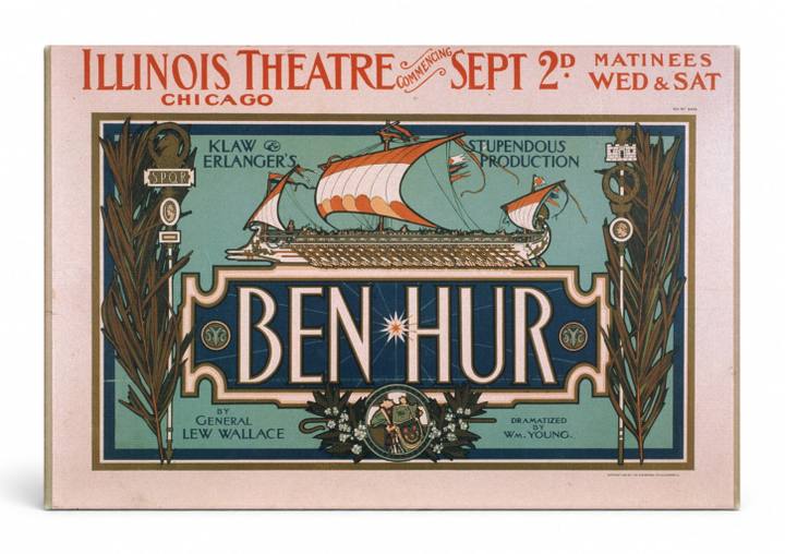 Ben-Hur Illinois Theatre 1899 - Vintage Theatre Poster Canvas Wall Art