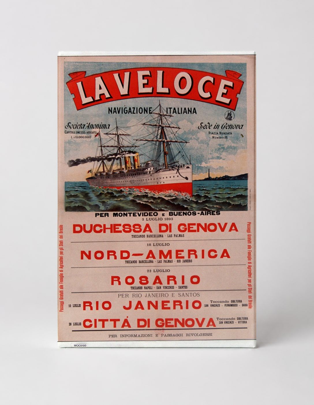 La Veloce Navigazione Italiana 1893 - Vintage Italian Shipping Poster Wall Art