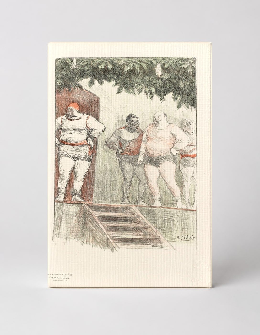 Les Hommes de l'Affiche 1900 - Vintage Circus Wrestlers Lithograph Canvas Wall Art