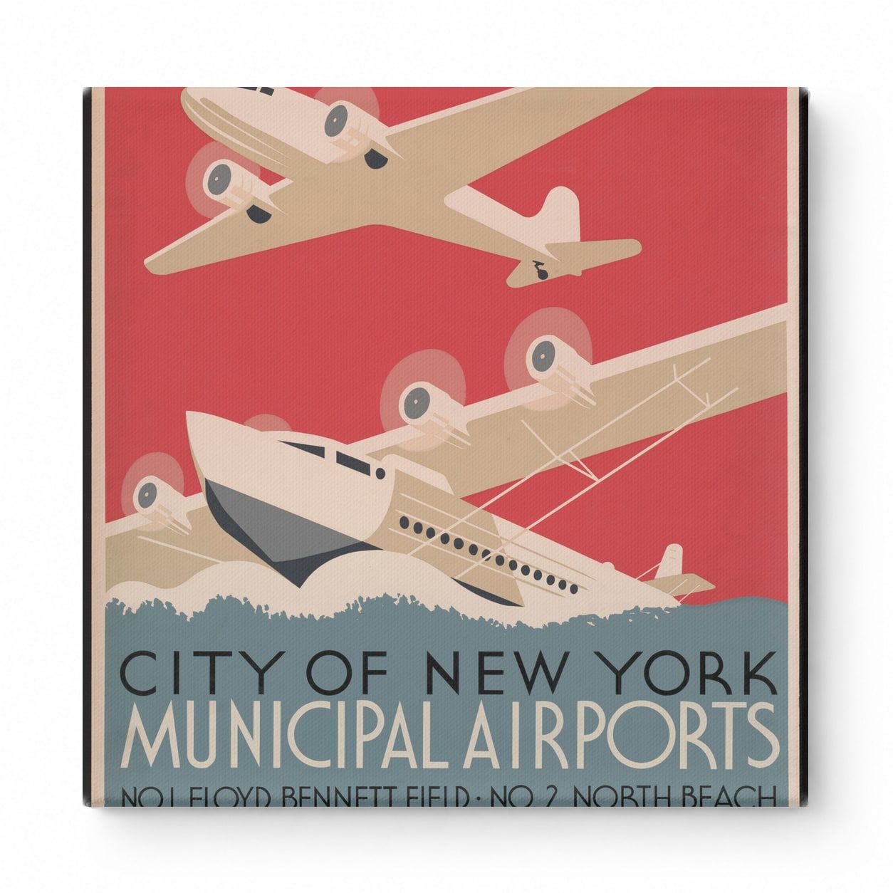 City of New York Municipal Airports 1937 - Art Deco Vintage Poster Wall Art