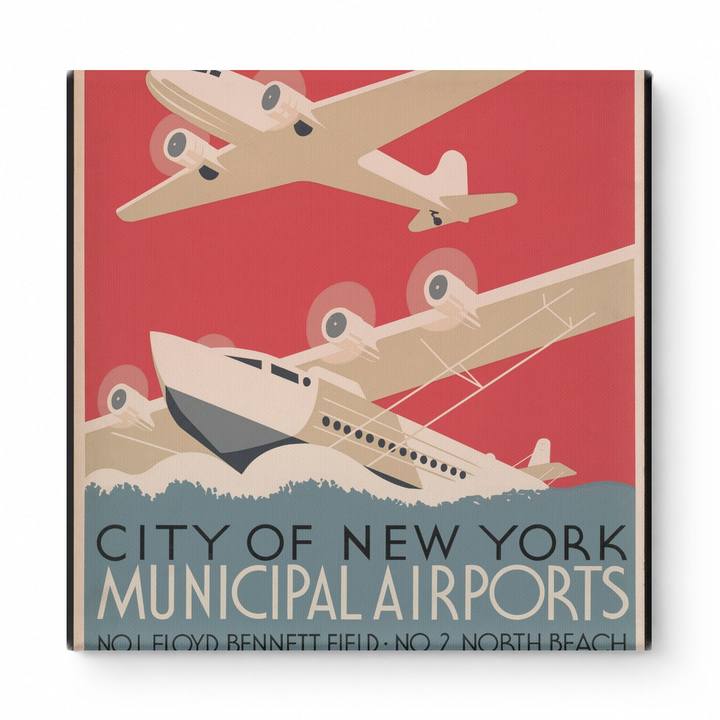 City of New York Municipal Airports 1937 - Art Deco Vintage Poster Wall Art