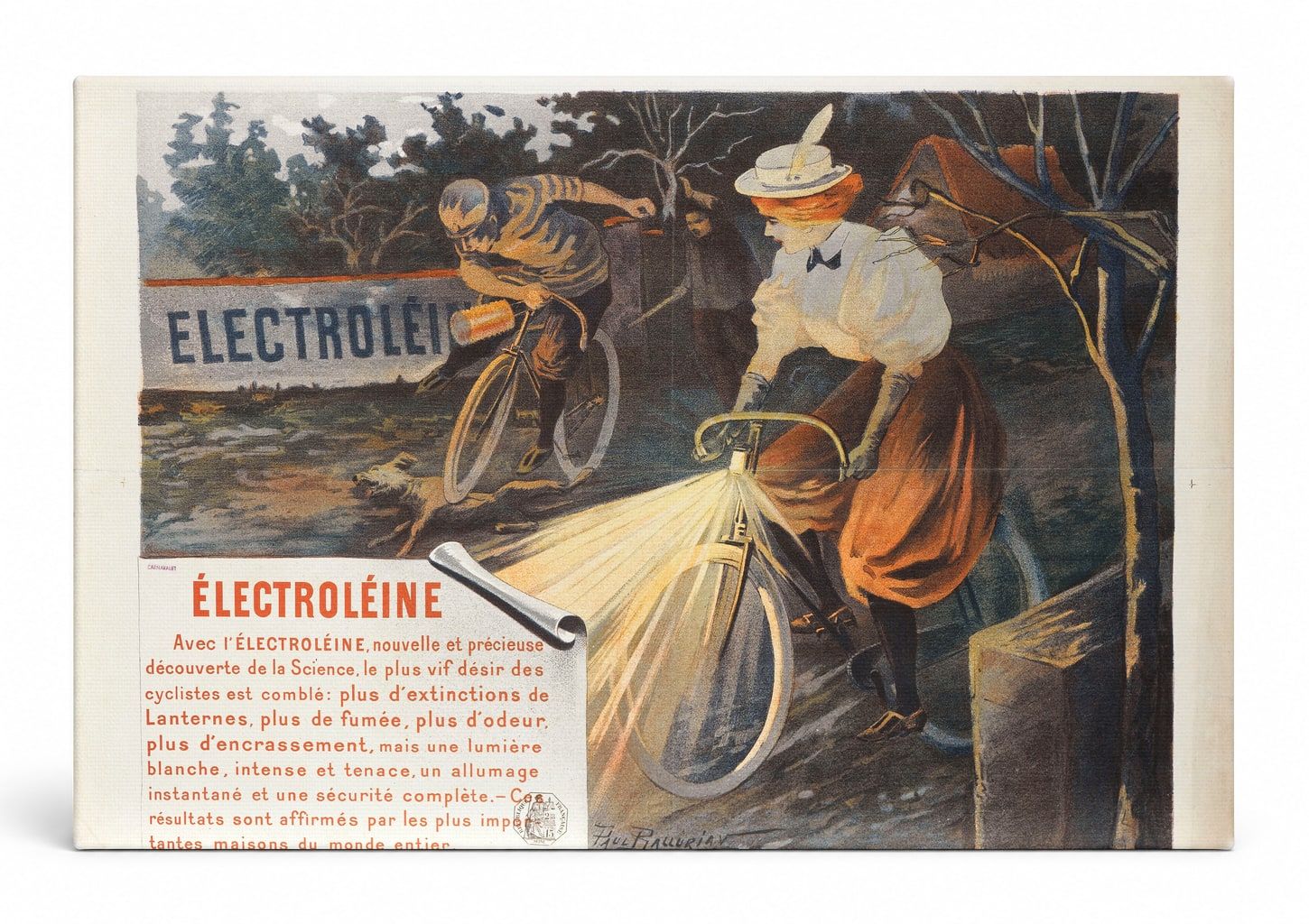 Électroléine 1900 Bicycle Lamp Ad - Belle Époque Vintage Poster Wall Art
