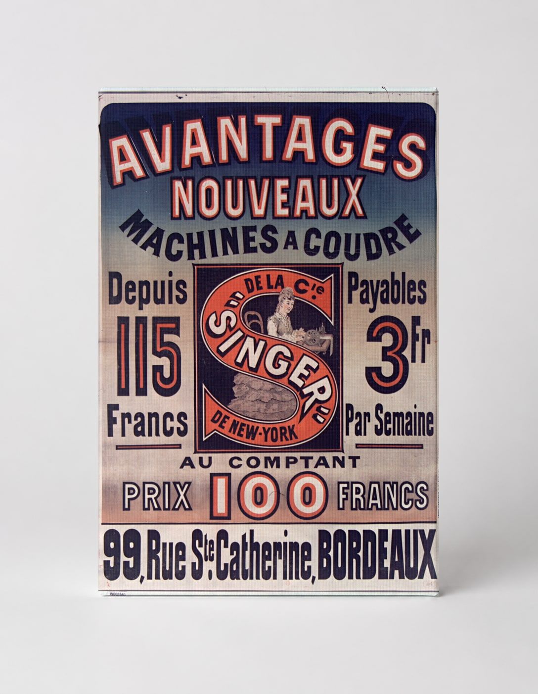 Avantages Nouveaux Singer Sewing Machine 1890s - Vintage French Advertising Poster Wall Art