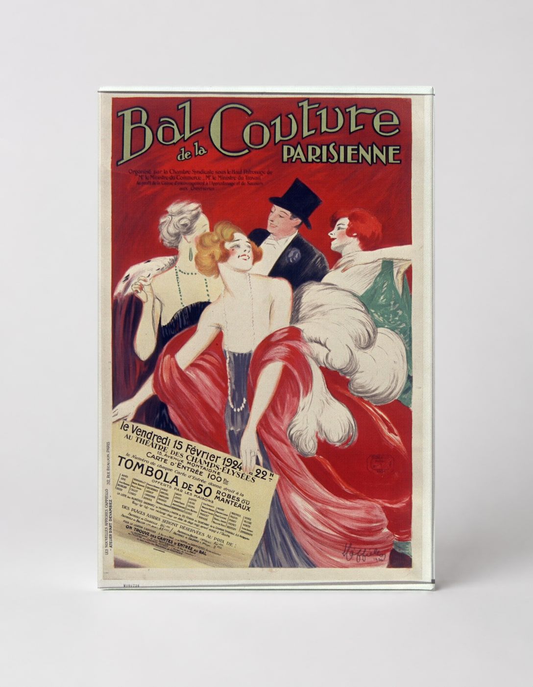 Bal de la Couture Parisienne 1924 - Art Deco Vintage Fashion Poster Wall Art