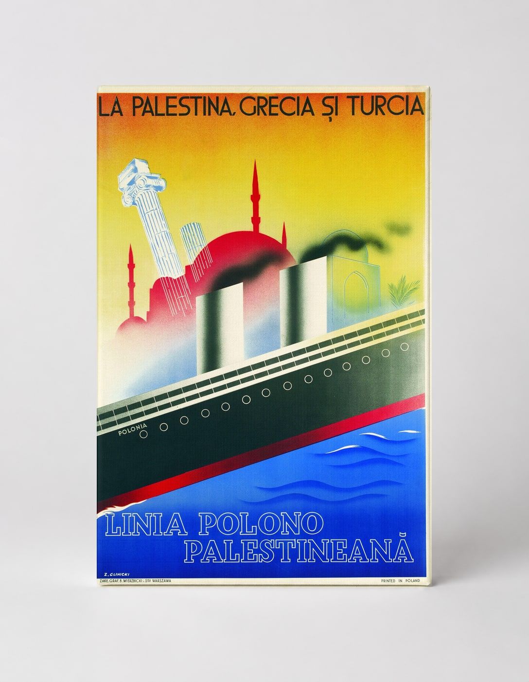 Linia Polono Palestineana 1930s Travel Poster - Art Deco Vintage Wall Art