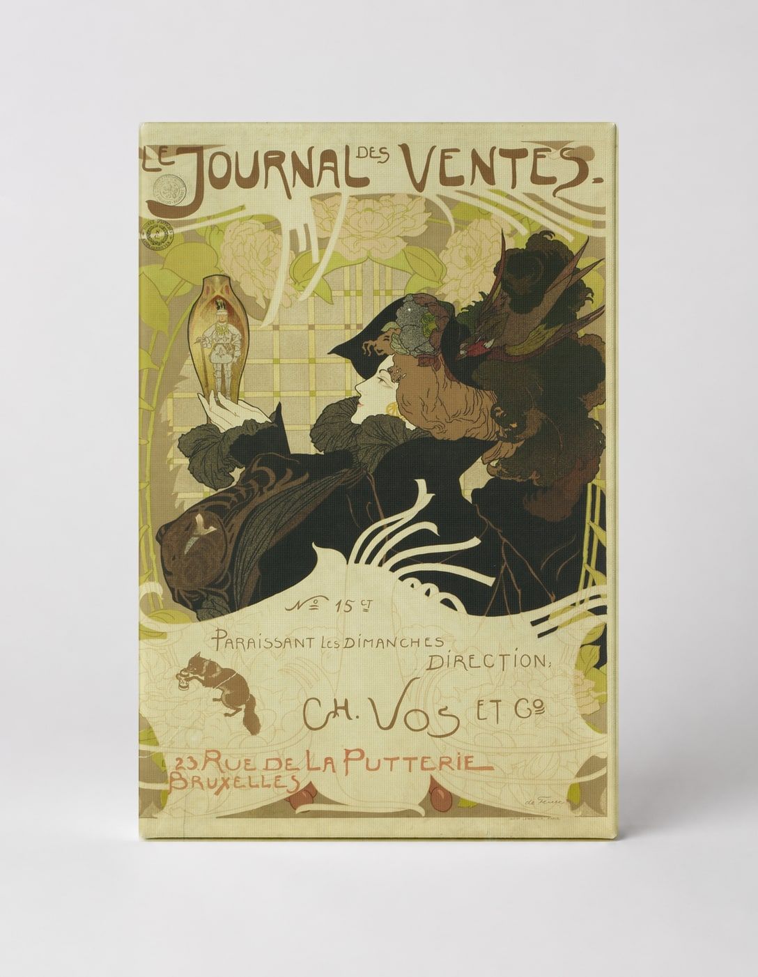 Le Journal des Ventes 1890s - Art Nouveau Belgian Advertising Poster Wall Art