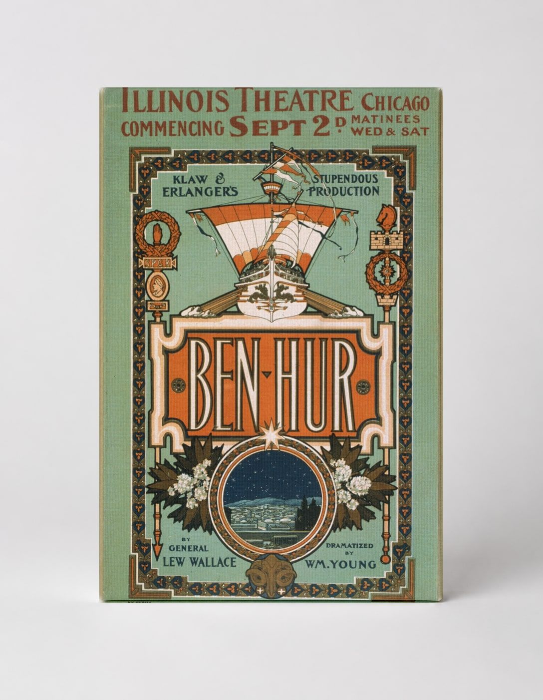 Ben-Hur Illinois Theatre 1899 - Victorian Theatre Vintage Poster Wall Art