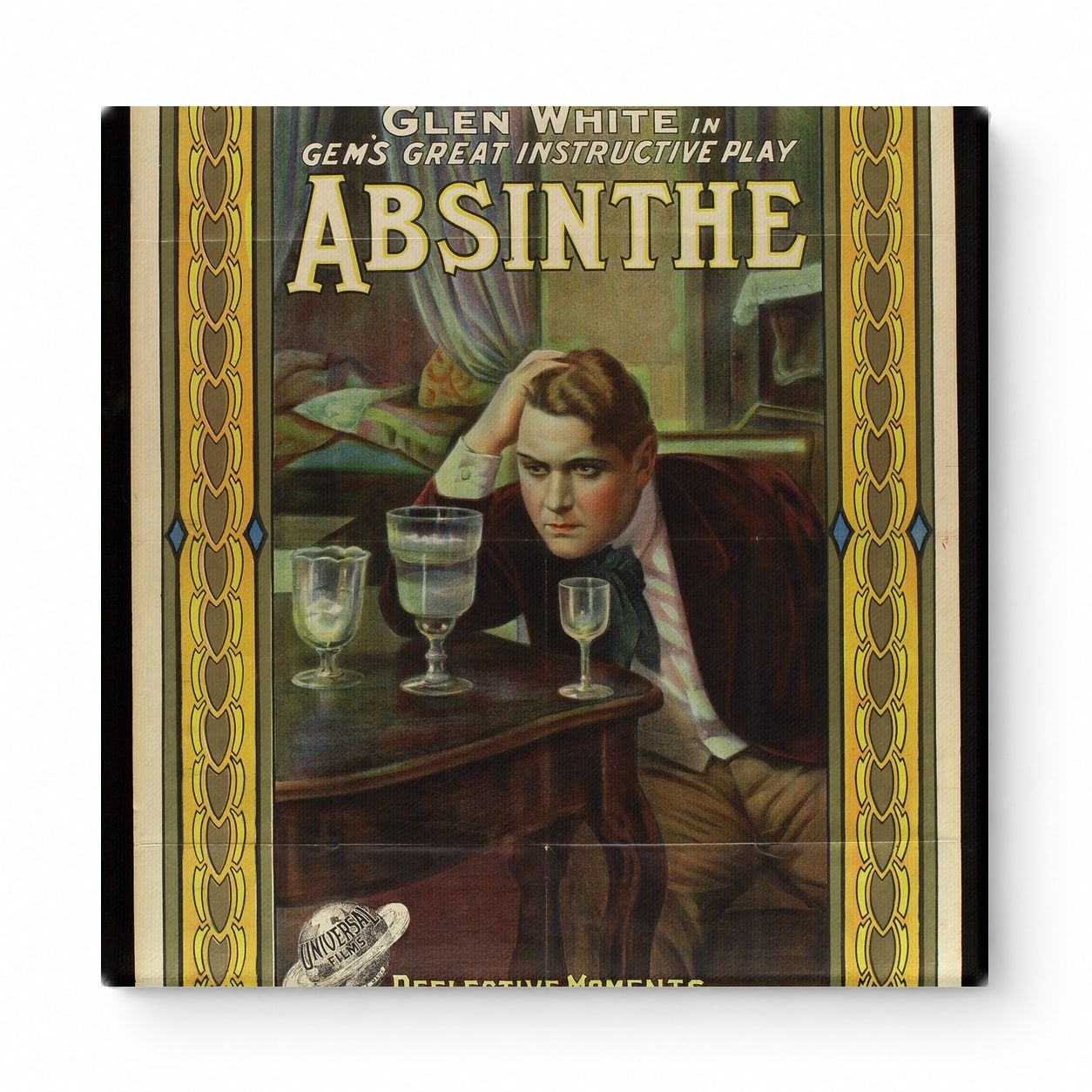 Absinthe Glen White 1900s Vintage Theatre Poster Canvas Wall Art