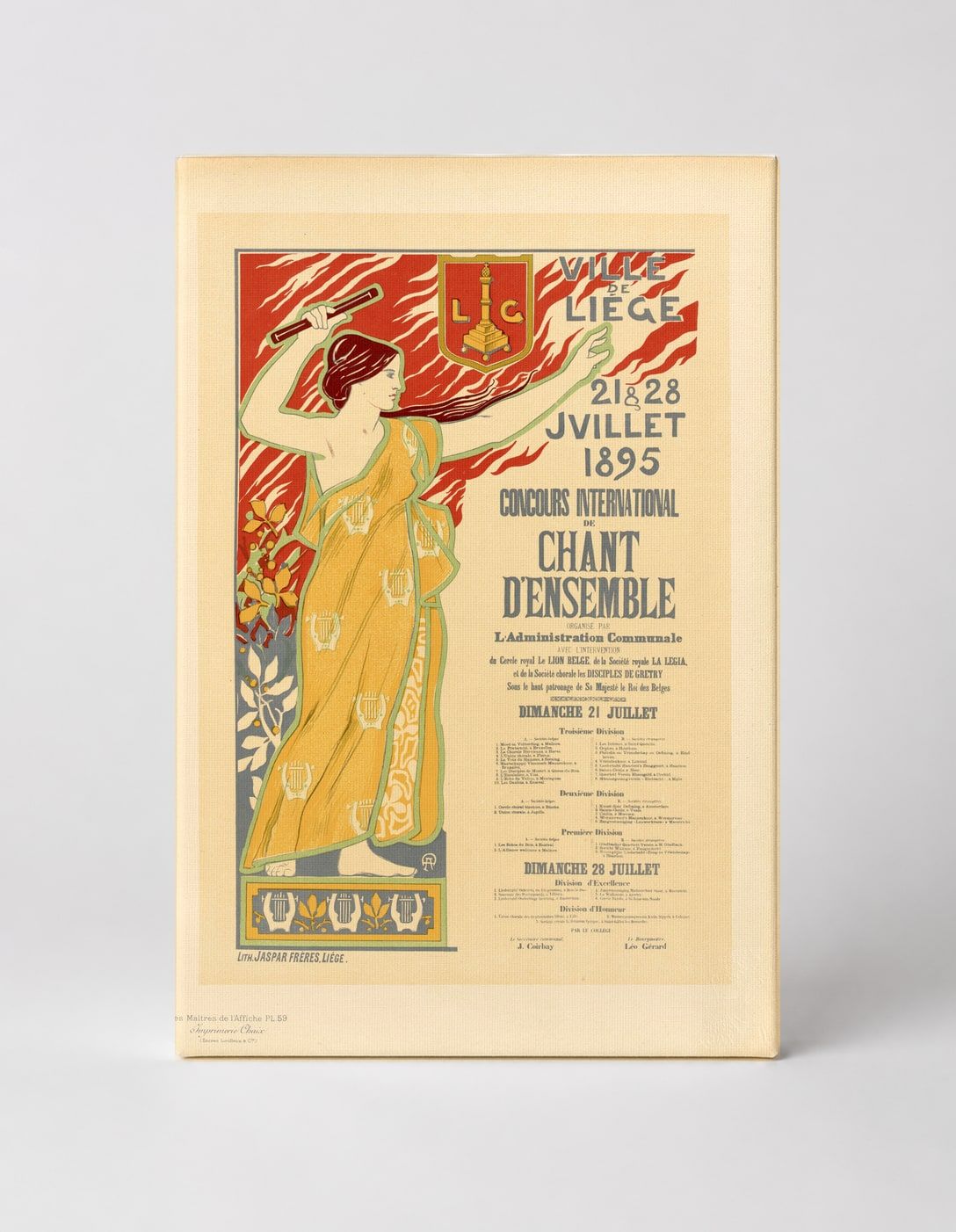 Chant d'Ensemble Liège 1895 - Belle Époque Vintage Poster Wall Art