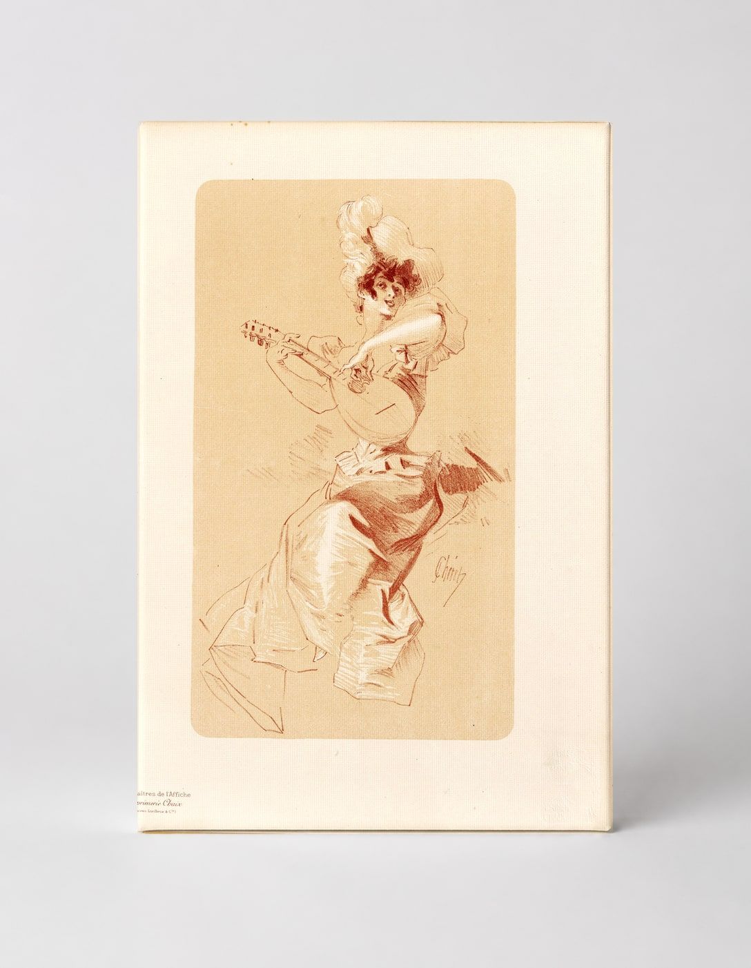 Belle Époque Woman with Guitar 1890s - Vintage Lithograph Canvas Wall Art