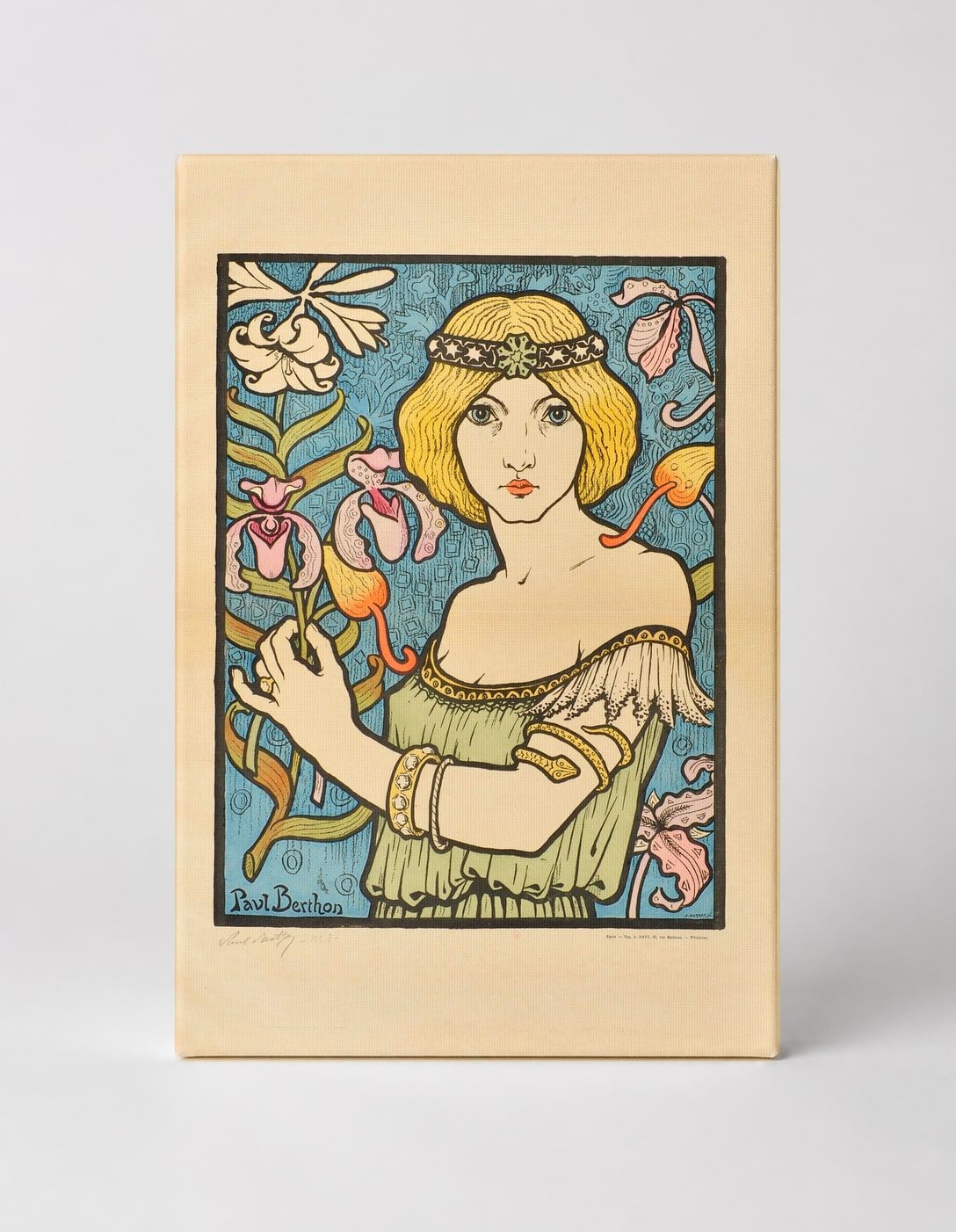 Paul Berthon Art Nouveau Woman with Orchids - Vintage Lithograph Poster Wall Art