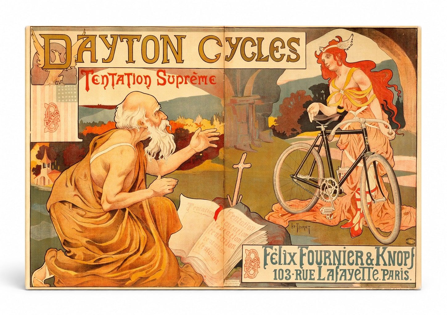 Dayton Cycles Tentation Suprême 1898 - Art Nouveau Vintage Poster Wall Art