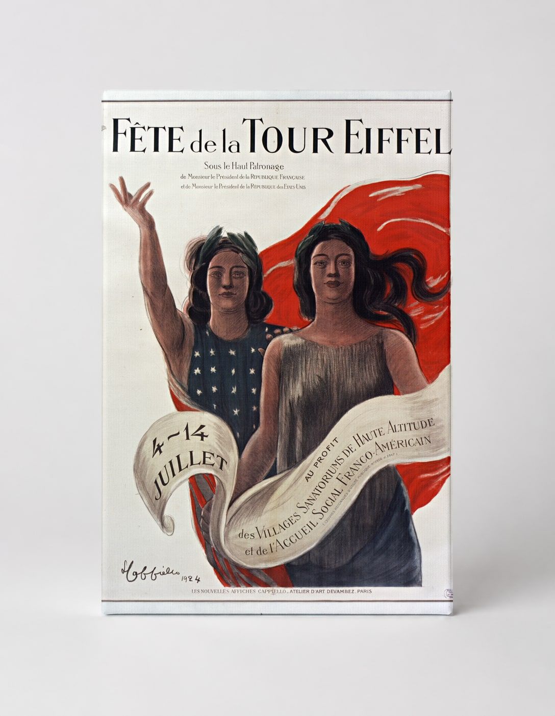 Fête de la Tour Eiffel 1924 - Franco-American Vintage Poster Wall Art