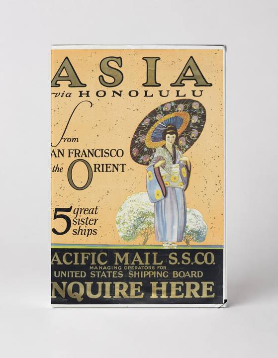 Asia via Honolulu Pacific Mail 1920s - Vintage Travel Poster Canvas Wall Art