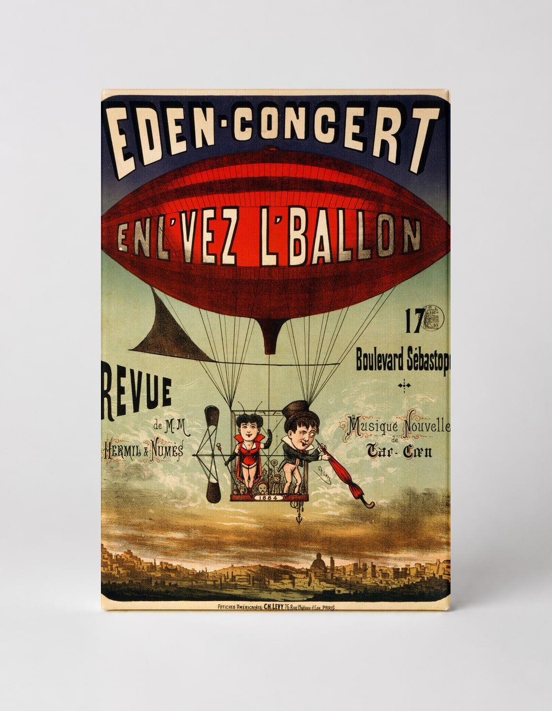 Eden Concert Enlvez L'Ballon 1890s - Belle Époque Vintage Poster Wall Art