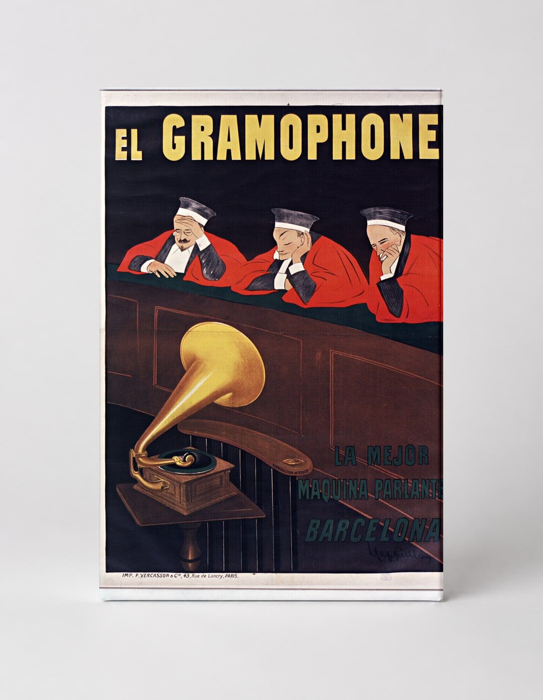El Gramophone Barcelona 1900s - Vintage Advertising Poster Canvas Wall Art
