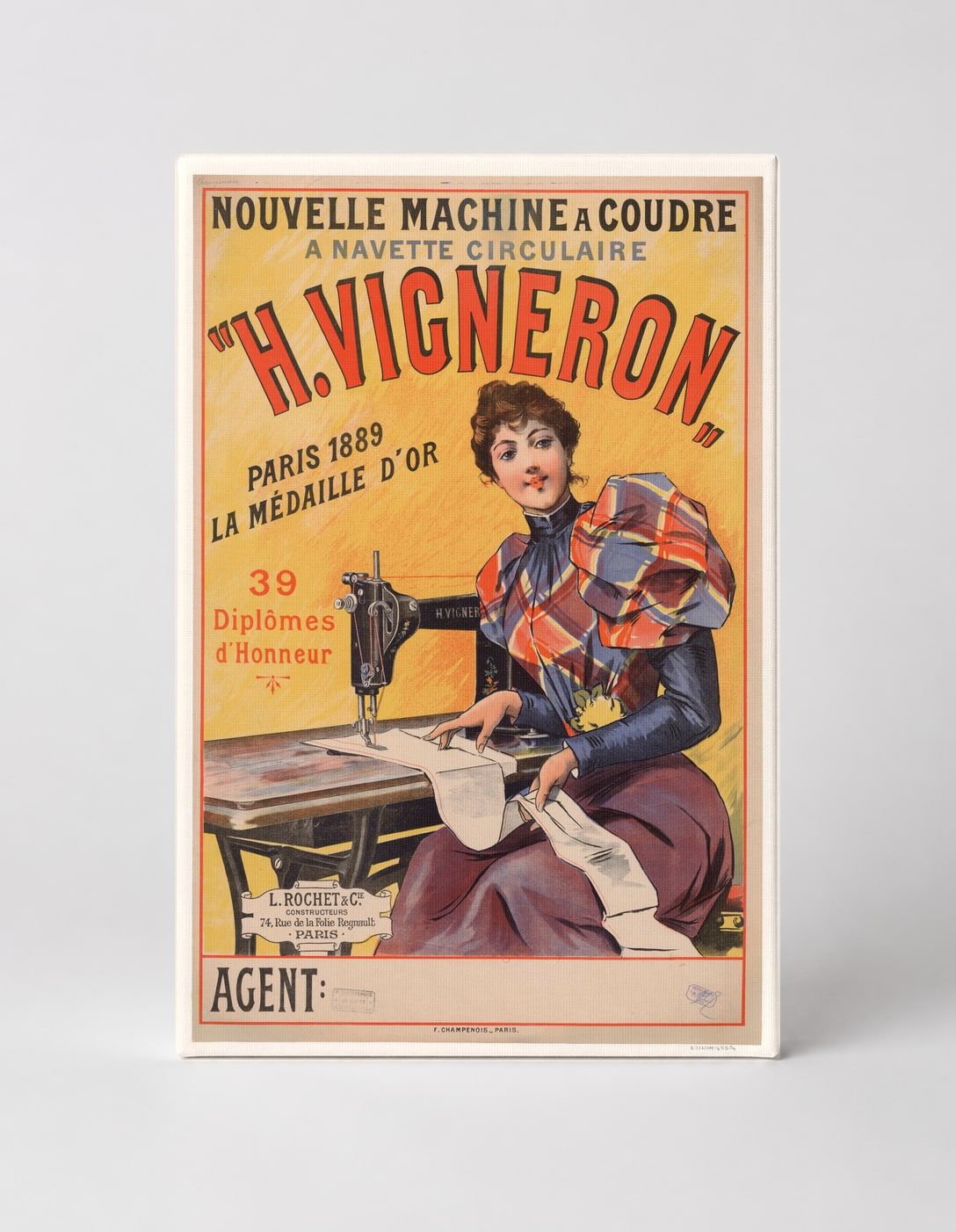 H. Vigneron Sewing Machine 1889 - Belle Époque Vintage Poster Wall Art