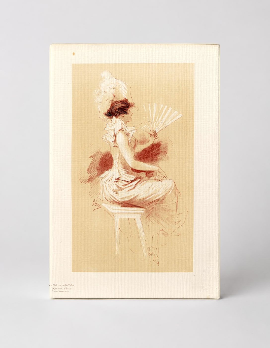 Elegant Lady with Fan 1890s Belle Époque Vintage Lithograph Canvas Wall Art