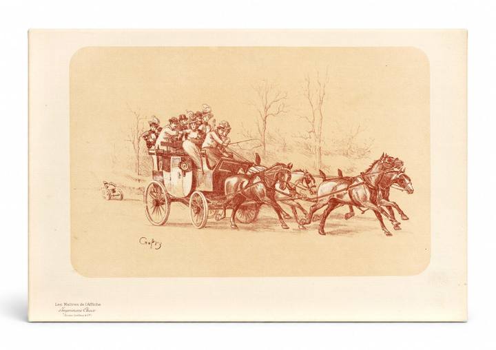 Victorian Horse-Drawn Stagecoach 1890s Lithograph Vintage Poster Wall Art