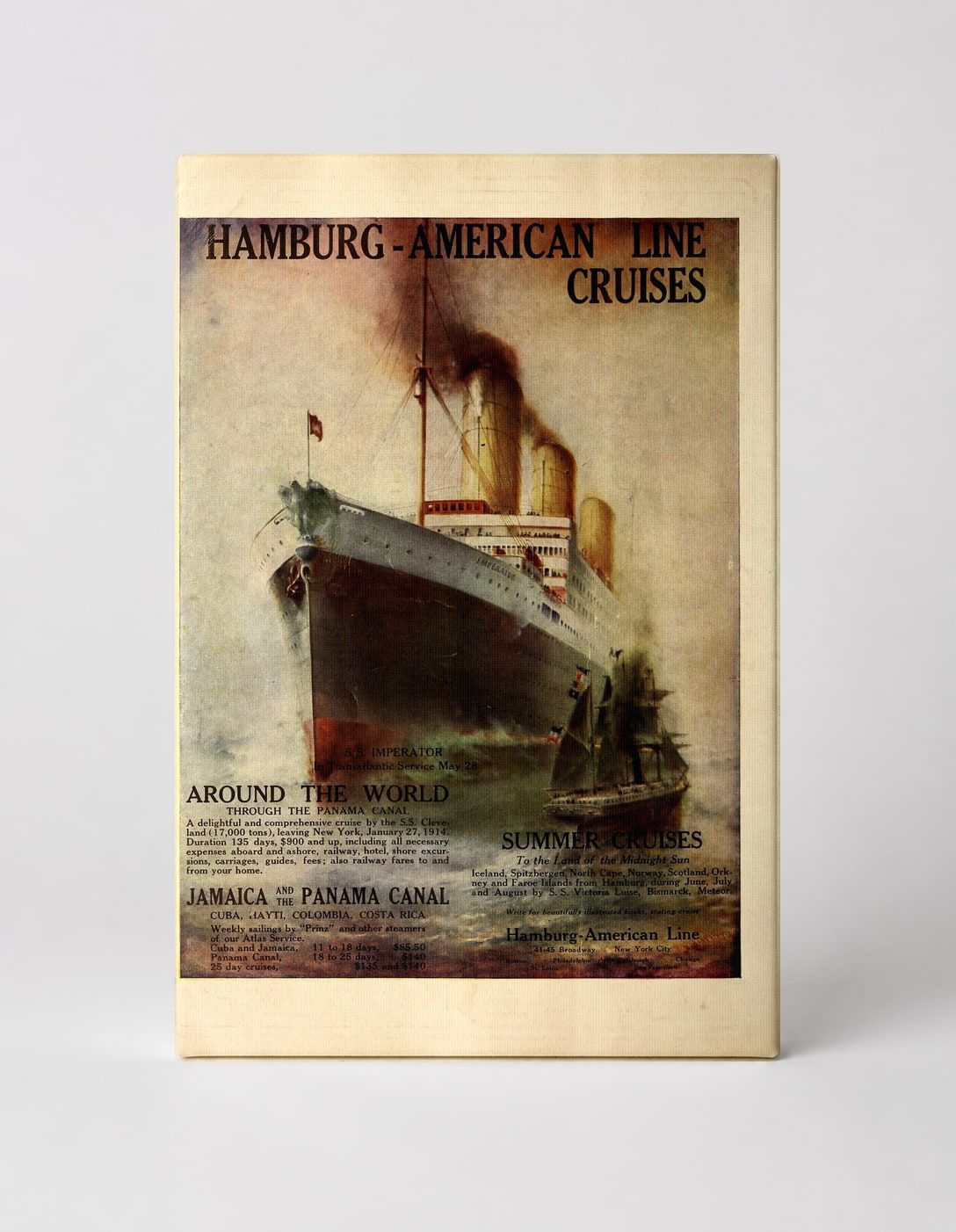 Hamburg-American Line Cruises 1914 - Vintage Travel Poster Wall Art
