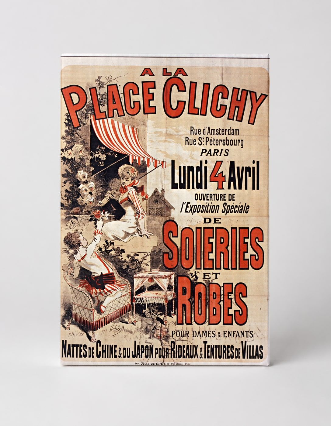 A La Place Clichy 1890s French Silk & Dress Exposition Vintage Poster Wall Art