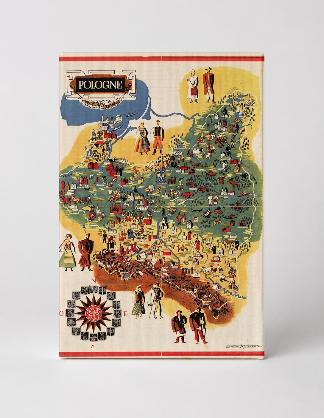 Pologne Vintage Pictorial Map Poster - Poland Travel Wall Art