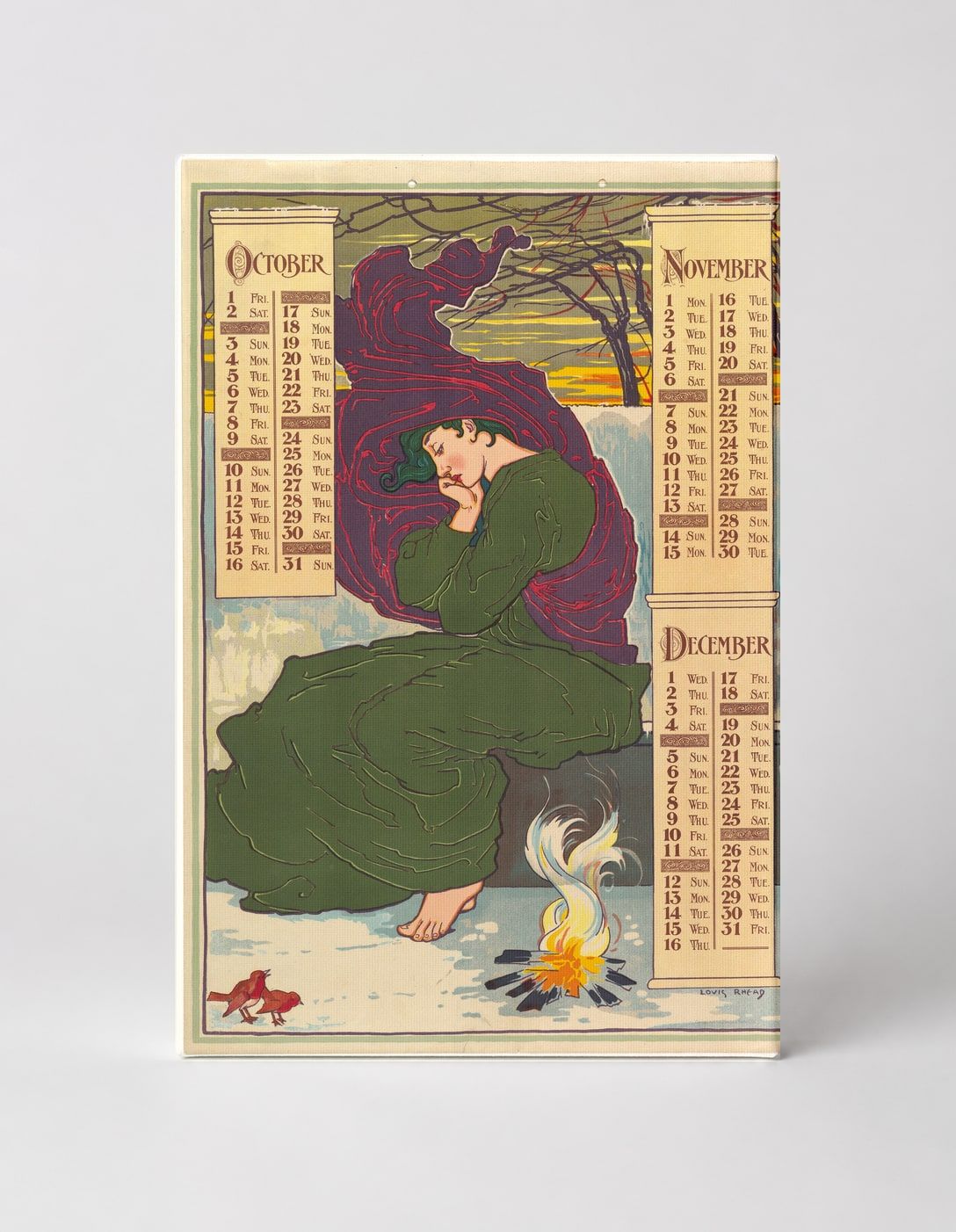 October November December 1896 Calendar - Art Nouveau Vintage Poster Wall Art