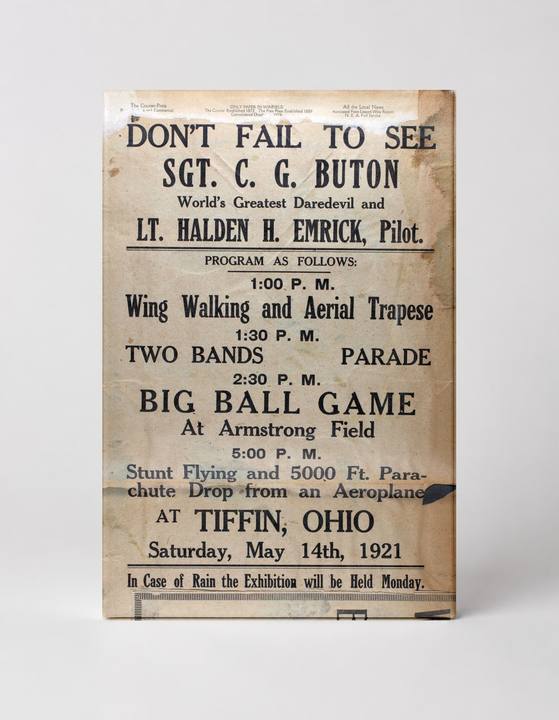 Sgt. C.G. Buton Daredevil 1921 Tiffin Ohio - Vintage Airshow Poster Wall Art