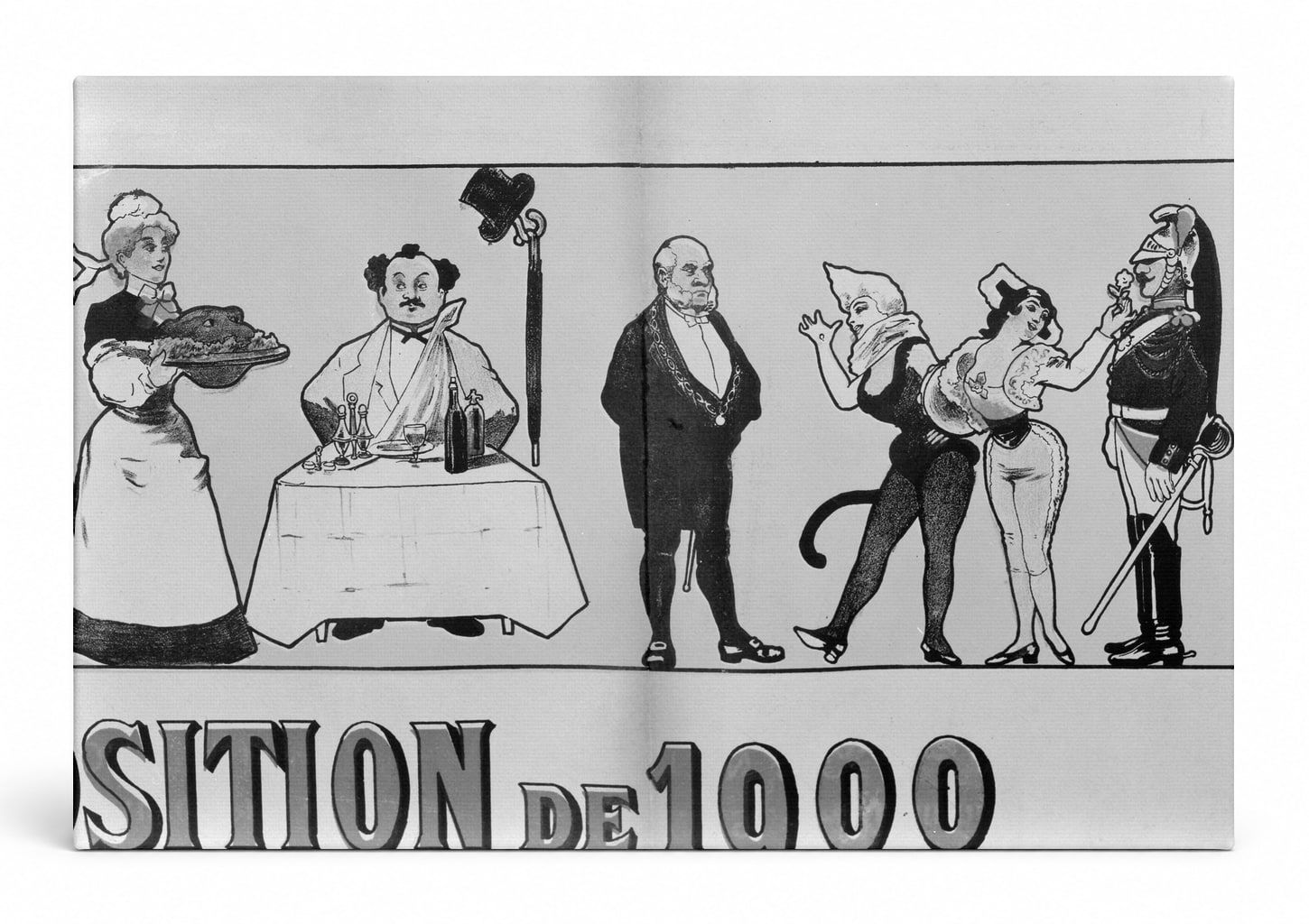 Exposition de 1000 Belle Epoque Caricature Vintage Poster Canvas Wall Art
