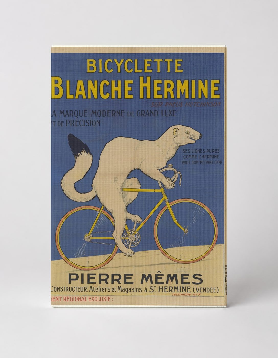 Bicyclette Blanche Hermine 1900s - Vintage French Bicycle Advertising Poster Canvas Wall Art