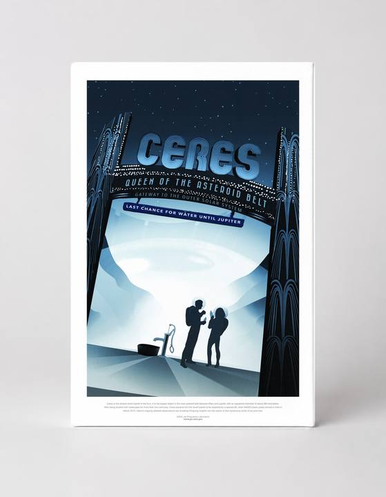 Ceres Queen of the Asteroid Belt NASA Retro Space Travel Vintage Poster Wall Art