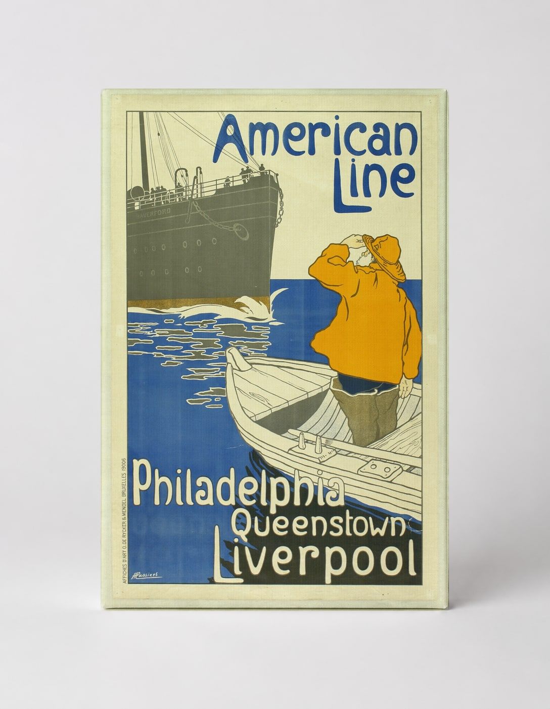 American Line Philadelphia Liverpool 1900 - Vintage Travel Poster Wall Art