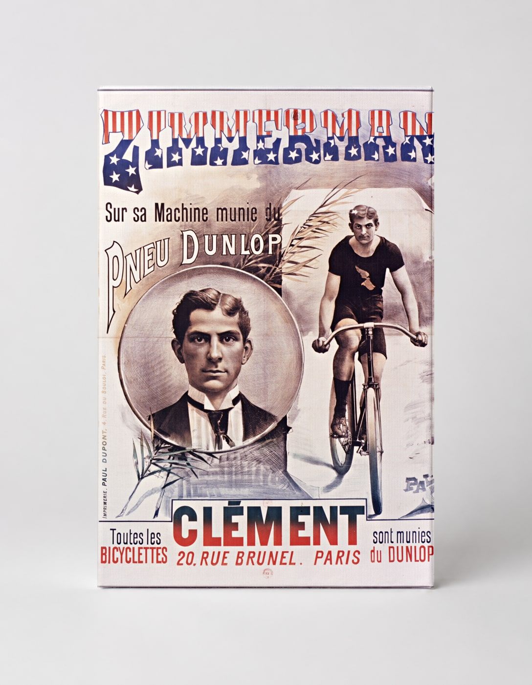 Clément Dunlop Bicycles 1890s - Vintage French Cycling Advertising Poster Canvas Wall Art
