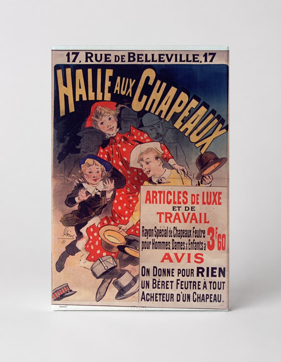Halle aux Chapeaux 1890s French Hat Shop Vintage Poster Wall Art