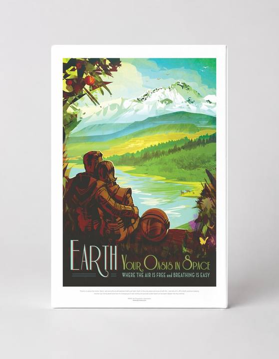 Earth Your Oasis in Space NASA Retro Travel Vintage Poster Wall Art