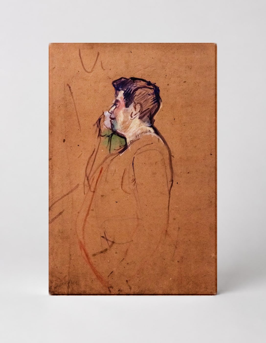 Seated Man in Profile 1890s - Post-Impressionist Vintage Sketch Wall Art