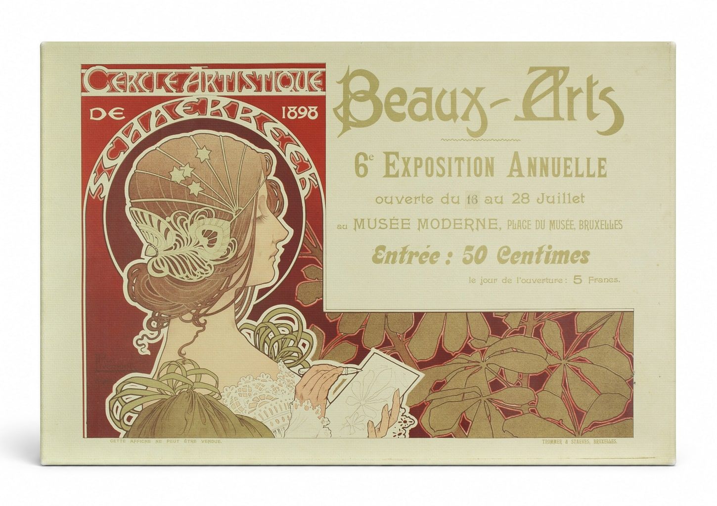 Cercle Artistique de Schaerbeek 1898 Beaux-Arts - Art Nouveau Vintage Poster Wall Art