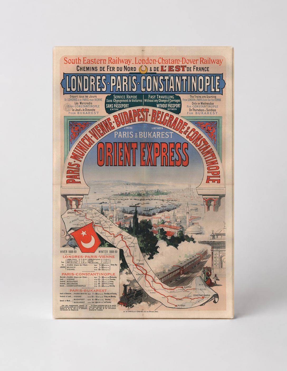 Orient Express 1888 Londres Paris Constantinople Vintage Travel Poster Wall Art