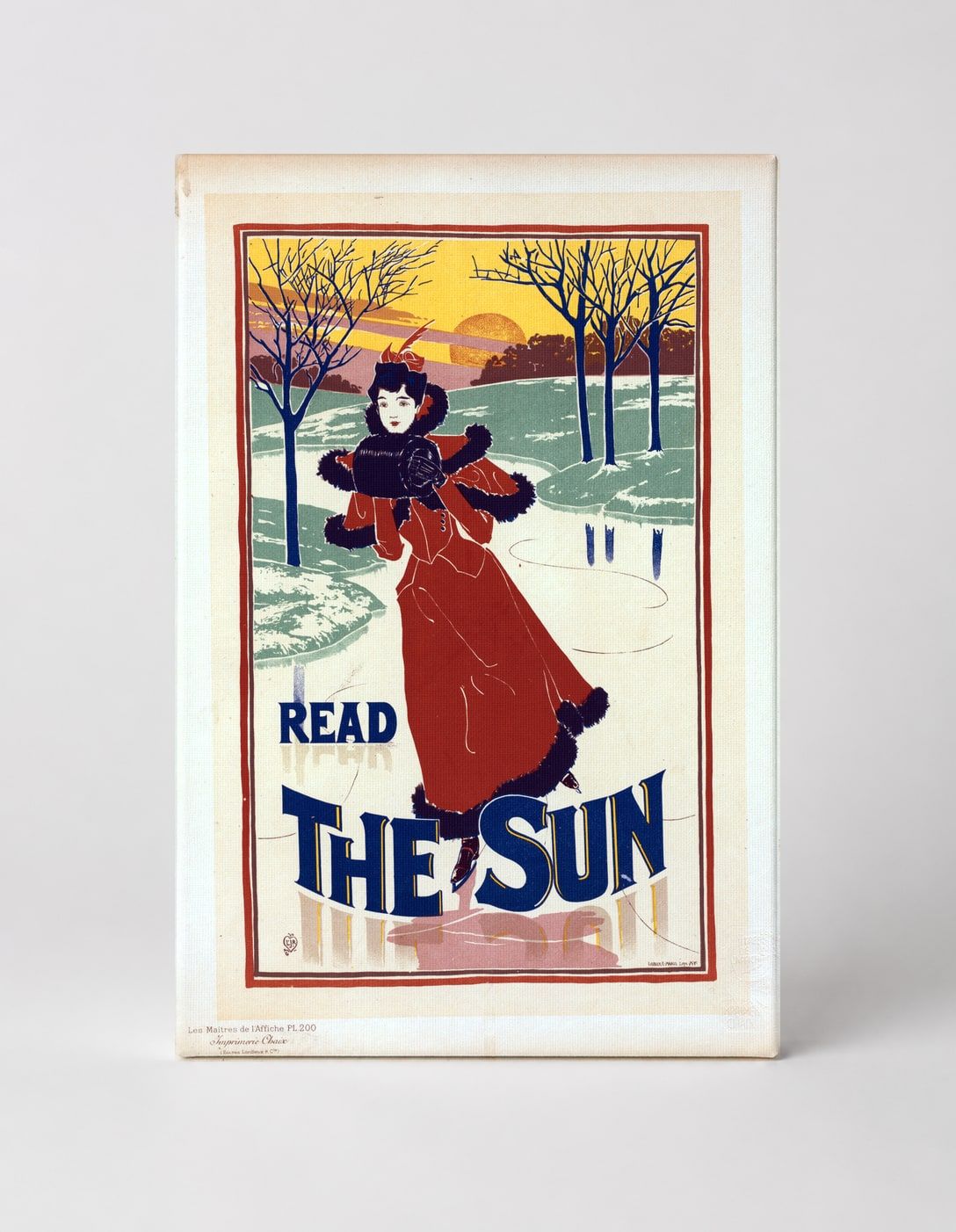 Read The Sun 1895 - Victorian Ice Skating Lady Vintage Poster Wall Art