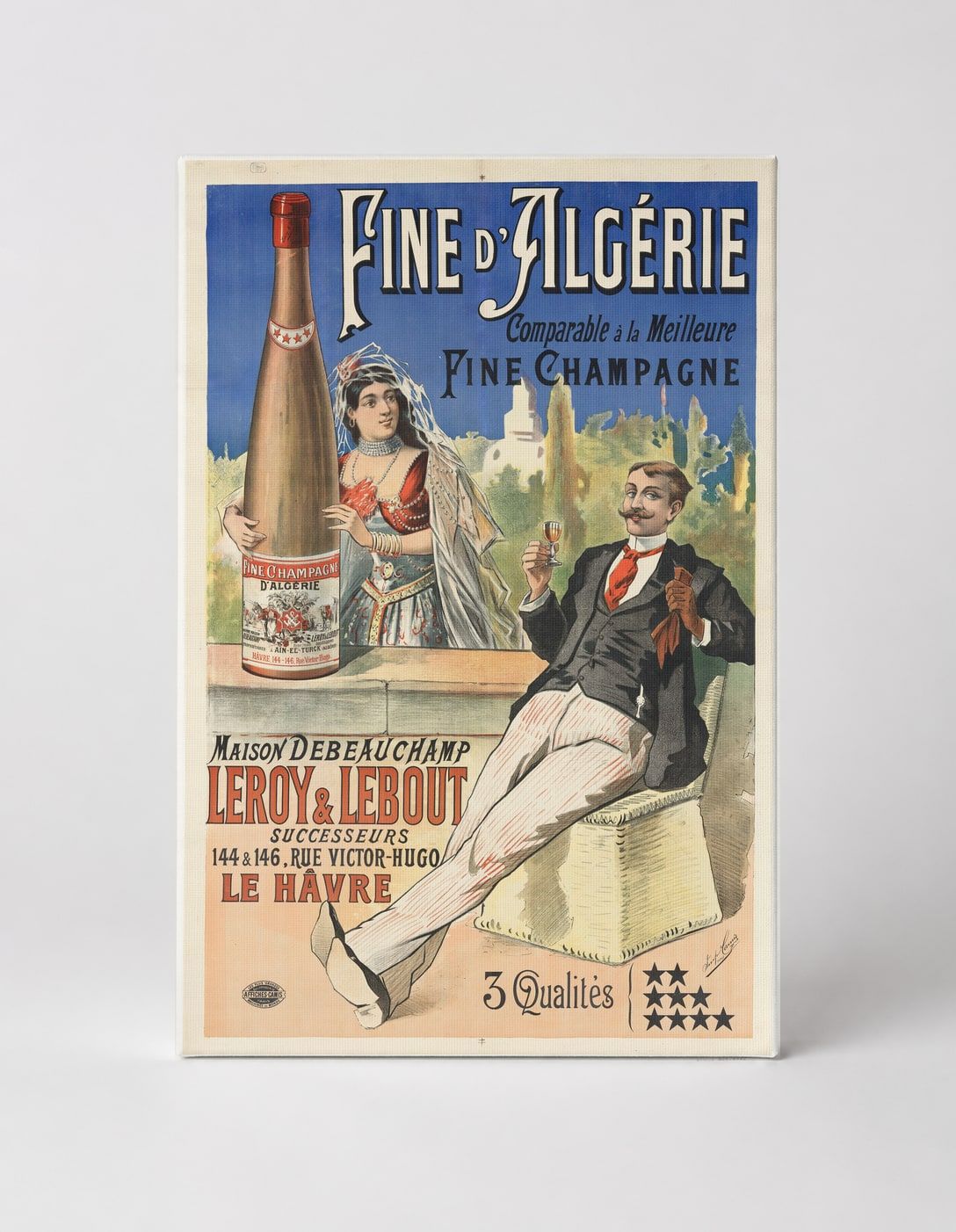 Fine d'Algérie Champagne 1900s - Belle Époque Vintage Poster Wall Art