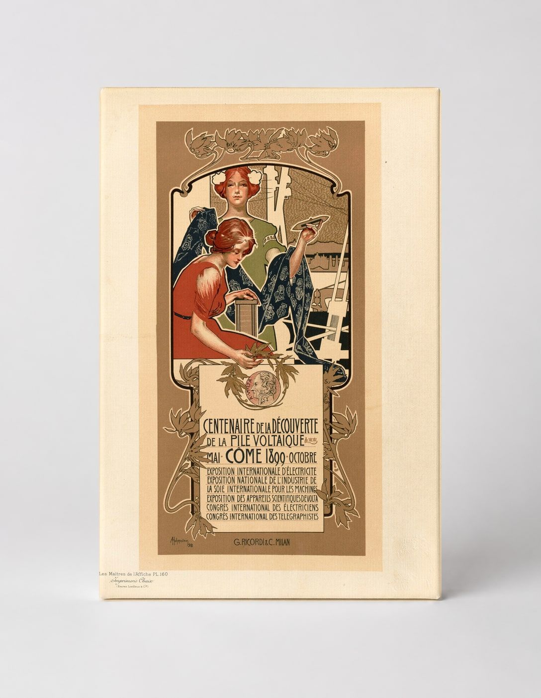 Centenaire de la Pile Voltaïque 1899 - Art Nouveau Vintage Poster Wall Art
